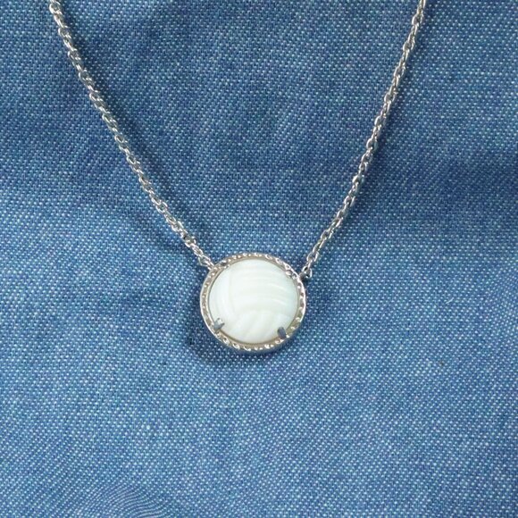 Kendra Scott Volleyball - Silver Necklace White Mother-of-Pearl - Picture 2 of 3